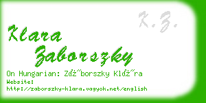 klara zaborszky business card